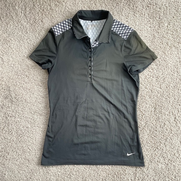 Nike Golf Tour Performance Dri-Fit Short Sleeve Polo Shirt Small, Black Gingham - Picture 1 of 11
